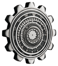 Load image into Gallery viewer, 2020 Industry In Motion ANTIQUED Gear-Shaped 1oz Silver 2-COIN-SET NGC MS69 ER