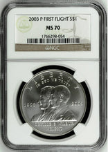 Load image into Gallery viewer, 2003 P FIRST FLIGHT Silver Coin $1 NGC MS 70 MS70