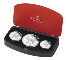 Load image into Gallery viewer, 2019 Australia Lunar Year of the PIG Silver Proof 3-Coin Set 2oz 1oz 1/2oz