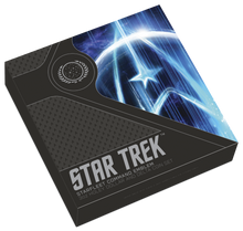 Load image into Gallery viewer, 2-coin-set 2019 Star Trek STARFLEET COMMAND EMBLEM Antiqued Silver $1$2 3oz MS70
