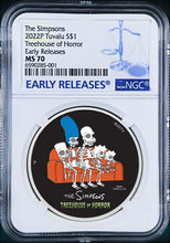 Load image into Gallery viewer, 2022 The Simpsons Series TREEHOUSE OF HORROR $1 1oz Silver COIN NGC MS70 ER