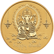 Load image into Gallery viewer, 2022 Diwali Festival 1oz .9999 Silver MEDALLION Gilt Gilded by 24k gold