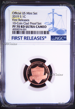 Load image into Gallery viewer, 2019 S Proof LINCOLN CENT Penny NGC PF70 ULTRA CAMEO RD in 10-coin-set FR