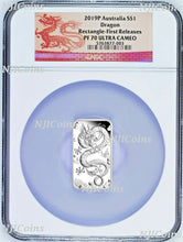Load image into Gallery viewer, 2019 Dragon 1oz PROOF Silver Rectangular $1 COIN NGC PF 70 FR Lunar Label