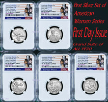 Load image into Gallery viewer, FDI First Day of Issue 5-coin PF70 Set 2022 S NGC American Women Silver QUARTER