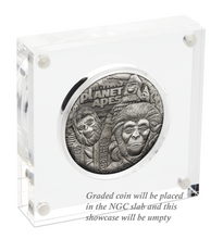Load image into Gallery viewer, 2-Coin-Set 2018 Planet of the Apes SILVER $2 & $1 1oz 2oz NGC MS PF 69 ANTIQUED