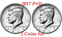 Load image into Gallery viewer, 2017 Kennedy Half Dollars 2 coins set P + D Clad President 50¢ coin US Mint
