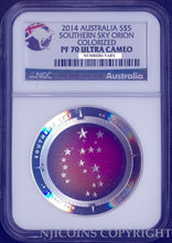Load image into Gallery viewer, 2014 1Oz Silver Domed Constellation Orion $5 NGC PF70 SOUTHERN SKY Coin