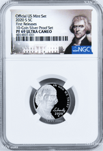 Load image into Gallery viewer, 2020 S 5C Nickel 10-coin-silver-proof-set Version NGC PF69 ULTRA CAMEO FR