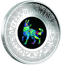 Load image into Gallery viewer, 2018 Australia Opal Series Lunar Year of the Dog 1oz Silver Proof $1 Coin