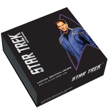 Load image into Gallery viewer, 2-COIN Set 2015 Star Trek ENTERPRISE JONATHAN ARCHER & NX-01 Silver $1 NGC PF70
