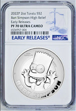 Load image into Gallery viewer, 2022 HIGH RELIEF Simpsons Bart Simpson Proof $2 2oz Silver COIN NGC PF70 ER
