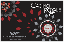 Load image into Gallery viewer, JAMES BOND CASINO ROYALE CASINO CHIP 2023 1oz SILVER $1 Colored Coin In Card