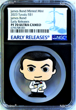 Load image into Gallery viewer, 2023 James Bond 007 First Minted Mini 1oz Silver $1 Coin NGC PF70 ER Black Core