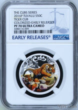 Load image into Gallery viewer, 2016 P Tuvalu PROOF COLORIZED Silver The Tiger Cubs NGC PF70 1/2 oz Coin w/ OGP