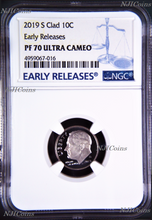 Load image into Gallery viewer, 2019 S Proof 10C Clad Dime NGC PF70 ULTRA CAMEO Roosevelt BU ER