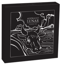 Load image into Gallery viewer, 2021 Year of the OX 1 KILO .9999 SILVER COIN AUSTRALIA with 1g Gold Privy Mark