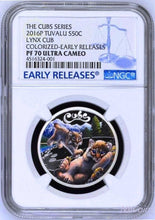 Load image into Gallery viewer, 2016 P Tuvalu PROOF Silver The Cubs Lynx NGC PF70 1/2 oz Coin w/ OGP