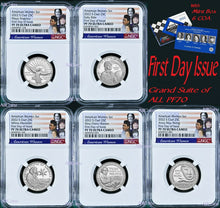 Load image into Gallery viewer, First Day of Issue 5-coin PF70 Set 2022S NGC American Women CLAD QUARTER w/COA