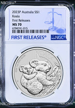 Load image into Gallery viewer, 2023 P Australia Silver Koala NGC MS 70 $1 1 oz Coin Blue FR Label Double Dates