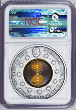 Load image into Gallery viewer, 2021 Hourglass 2oz Silver Antiqued Coin NGC MS 70 FR