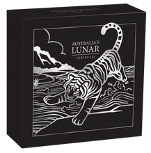 Load image into Gallery viewer, 2022 Australia Lunar Year of the TIGER GILDED 1oz SIlver $1 Coin w/ OGP/BOX Gilt