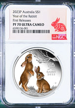 Load image into Gallery viewer, 2023 Australia PROOF Colored Silver Lunar Year of the RABBIT NGC PF70 1oz Coin F