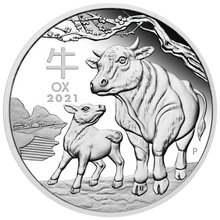 Load image into Gallery viewer, 2021 Australia PROOF Lunar Year of the Ox 1oz Silver $1 Coin Series3