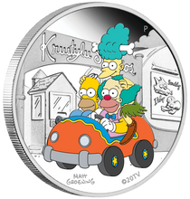 Load image into Gallery viewer, 2022 Simpsons Series KRUSTY LU STUDIOS 1oz $1 Silver .9999 Dollar Proof Coin
