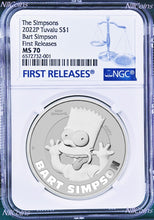 Load image into Gallery viewer, 2022 Bart Simpson Simpsons $1 1oz .9999 Silver COIN NGC MS70 ER