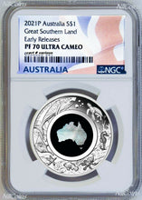 Load image into Gallery viewer, 2021 Australia Great Southern Land Mother of Pearl 1oz Silver Coin NGC PF70 ER
