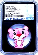 Load image into Gallery viewer, 2024 THE PINK PANTHER 60TH ANNIVERSARY Minted Mini 1oz Silver $1 Coin NGC PF70 E