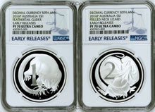 Load image into Gallery viewer, 2-COIN Set 50th Anniversary of Australian Decimal Currency Silver $1 NGC PF70