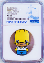 Load image into Gallery viewer, 2022 Simpsons HOMER 2nd in Minted Mini Series 1oz Silver $1 Coin NGC MS70 FR
