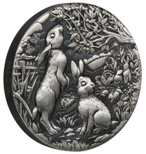 Load image into Gallery viewer, 2023 Year of the Rabbit 2oz .9999 SILVER $2 Lunar ANTIQUED COIN