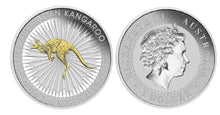 Load image into Gallery viewer, Australian First Gilded 2016 Kangaroo Proof Silver 1 oz Dollar $1 Coin Australia
