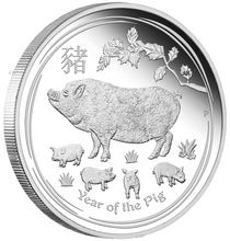 Load image into Gallery viewer, 2019 Australia PROOF Lunar Year of the Pig 1oz Silver $1 Coin w/ COA