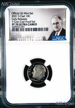 Load image into Gallery viewer, 2021 US Mint Proof 7-Coin-SET Dime Half Penny Nickel Quarter Dollar NGC PF70 ER