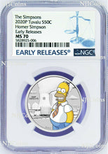Load image into Gallery viewer, 2020 Homer Simpson Colored 1/2oz .9999 Silver Half Dollar COIN NGC MS70 ER