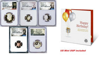 Load image into Gallery viewer, 2021 US Mint HAPPY BIRTHDAY 5-Coin-Set Dime Half Penny Nickel Quarter NGC PF69