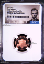 Load image into Gallery viewer, 2019 S Proof LINCOLN CENT Penny NGC PF70 RD from 10-coin-silver-set FR Portrait