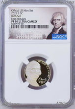 Load image into Gallery viewer, 2021 US Mint BIRTH SET 5-Coin-Set Dime Half Penny Nickel Quarter NGC PF69 UC FR