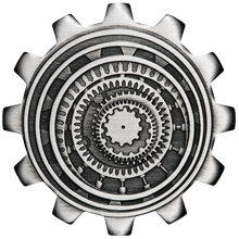 Load image into Gallery viewer, 2020 INDUSTRY IN MOTION 1oz Antiqued SILVER GEAR-SHAPED TWO-COIN SET (2oz total)