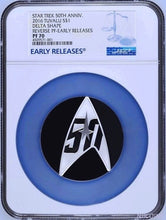Load image into Gallery viewer, 2016 Star Trek 50th Anniversary 1oz Silver Reverse Proof DELTA Coin NGC PF70