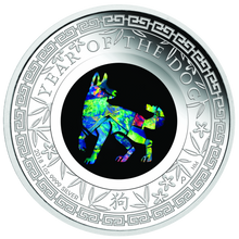 Load image into Gallery viewer, 2018 Australia Opal Series Lunar Year of the Dog 1oz Silver Proof $1 Coin