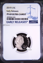 Load image into Gallery viewer, 2019 S Proof 5C Nickel NGC PF69 ULTRA CAMEO ER Jefferson Blue label