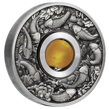 Load image into Gallery viewer, 2018 P Tuvalu Good Luck Rotating Charm ANTIQUED 1Oz Silver $1 COIN NGC MS70 FR