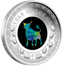 Load image into Gallery viewer, 2021 Australia Opal Series Lunar Year of the OX 1oz Silver Proof $1 Coin