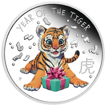 Load image into Gallery viewer, 2022 BABY TIGER 1/2oz .9999 Silver Proof Half Dollar Coin Lunar Year Tuvalu