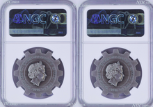 Load image into Gallery viewer, 2020 Industry In Motion ANTIQUED Gear-Shaped 1oz Silver 2-COIN-SET NGC MS69 FR